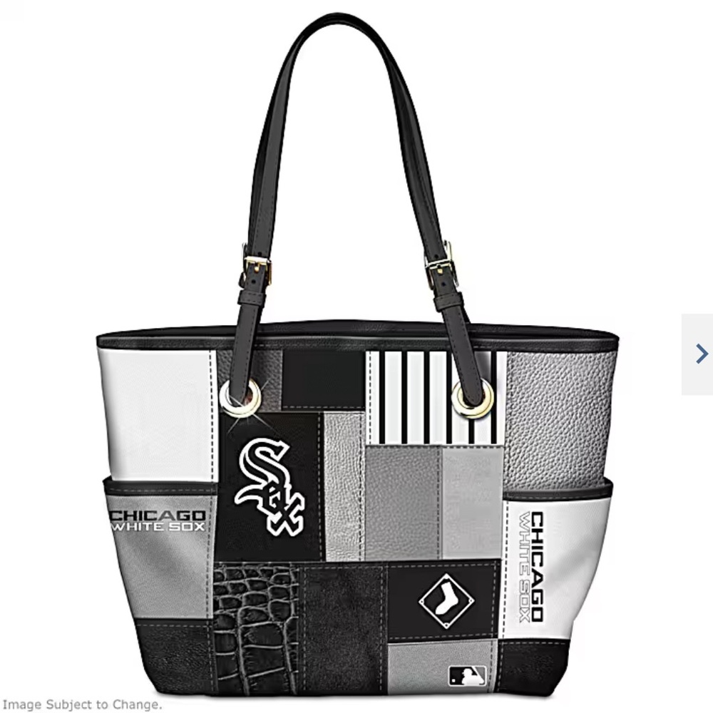 The Bradford Exchange Chicago White Sox Black and Gray Patchwork Tote
